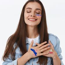 American Independence Day Silver Powder Face Stickers Temporary Waterproof  Tattoo Stickers USA Painted Party Fake Tattoo Sticker