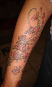 See more ideas about cherry blossom tattoo, blossom tattoo, cherry blossom. Color Cherry Blossoms And Rosary Custom Tattoo And Tattoo Tattoo Studio