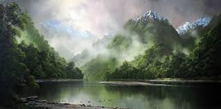 Tim Wilson Incredible Painter From Queenstown New Zealand His Paintings Are So Much More Magical When Y Landscape Paintings New Zealand Landscape Landscape