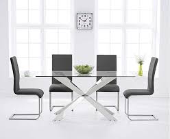 Choose from modern and traditional styles. 160cm Glass Dining Table With 6 Grey Chairs Set Homegenies
