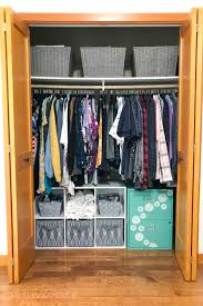 After you purge your closet and before you hang everything back in your closet, evaluate the interior and determine your storage options. How To Organize A Small Reach In Closet For Multi Purpose Storage The Happy Housie