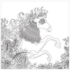 Horse With Floral Elements Horses Coloring Pages For Adults Just Color Horse Coloring Horse Coloring Pages Horses