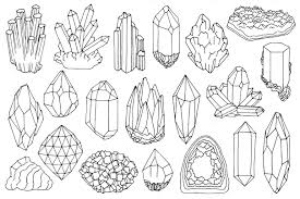 Black And White Gemstone Drawing Watercolor Crystals Minerals Gems By Just Create On Creativemarket Crystal Drawing Doodle Drawings Drawings