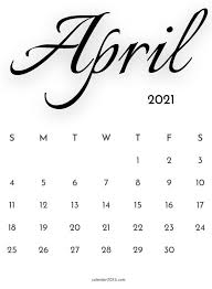April 2021 Calligraphy Calendar In 2020 Calligraphy Calendar Free Printable Calendar Templates Monthly Calendar Printable