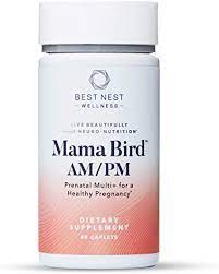 Amazon Com Mama Bird Am Pm Prenatal Multi Methylfolate Folic Acid Methylcobalamin Choline Natural Whole Food Organic Herbal Blend Vegan Twice Daily Vitamin Immune Support 60 Ct Best Nest Wellness Health Personal