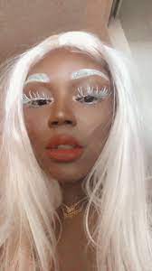A character or person depicted has white colored hair. Black Girl White Hair Black Girl White Hair White Eyebrows Black Girl Pretty Hairstyles