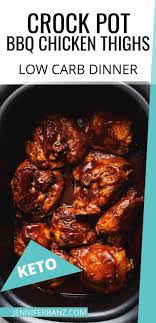 Crockpot Bbq Chicken Thighs Is A Delicious Easy Low Carb Dinner Without The Grill The In 2020 Bbq Chicken Crockpot Chicken Thigh Recipes Crockpot Bbq Chicken Thighs
