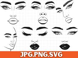 Beauty Face Svg Woman Beauty Human Face Svg Glamour Lady Svg Perfection  Lipstick Svg Eyelashes Svg Makeup Svg Silhouette Circut