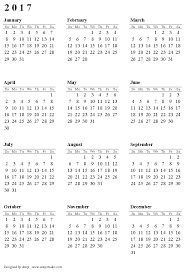 Printable Calendar 2017 Weeks Start On Sunday Portrait Page Orientation Black And White Calendar Printables 2017 Printable Calendar Printable Calendar