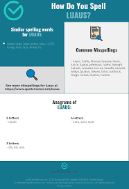 Pronunciation of luau with 2 audio pronunciations, 1 meaning, 4 translations and more for luau. Correct Spelling For Luaus Infographic Spellchecker Net