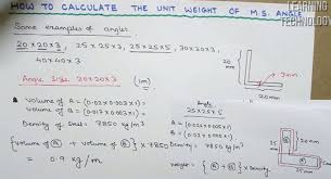 How To Find Out The Unit Weight Of Mild Steel Angles In 2019