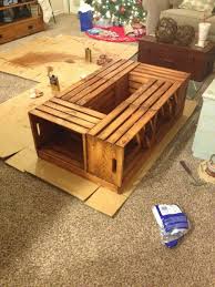 Lastly, we assembled with some copper and black casters. It Was Love At First Sight When I Saw The Wine Crate Coffee Table On Pinterest The Only P Crate Coffee Table Wine Crate Coffee Table Wooden Crate Coffee Table
