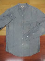 J Crew Wallace Barnes Blue Selvedge Chambray Band Collar Shirt Small Fashion Clothing Shoes Accessories Menscloth Banded Collar Shirts Shirts Chambray
