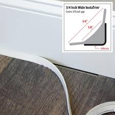 Instatrim 3 4 In X 1 2 In X 120 In White Pvc Inside Corner Self Adhesive Flexible Trim Moulding It75inw In 2020 Home Depot Baseboard Baseboard Styles Baseboard Trim