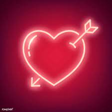 Download Premium Vector Of Neon Light Heart Icon On Red Background 558371 Red Background Neon Neon Signs