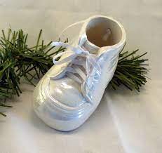 Ceramic Ornament Baby Shoe Ornament White Glaze Etsy Baby Ornaments Shoe Ornaments Baby First Christmas Ornament