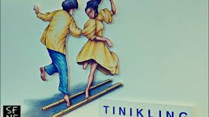 Dancers mimic the tikling bird's grace and agility by dancing between large bamboo poles. Tinikling 2 By Jan Jimenez