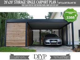 Car Garage Build Plan Single Car Port Plans Carport With Etsy In 2021 Garage Canopies Garage Design Carport Designs
