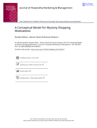 En vous pointant sous couvert d'anonymat, et ce quel que soit l'endroit, ça comment devenir un client mystère? Pdf A Conceptual Model For Mystery Shopping Motivations