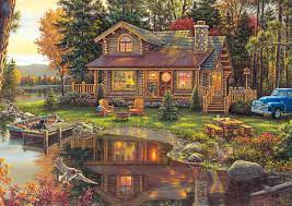 Difficult jigsaw puzzles thomas kinkade the house beside the river. Amazon Com Buffalo Games Kim Norlien Peace Like A River 300 Large Piece Jigsaw Puzzle With Hidden Images Toys Games