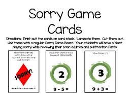 If these are too small, just use lego minifigs (<<< neat selection!) as Addition And Subtraction Sorry Game Cards By Jennifer Johnson Tpt