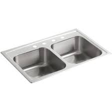 Removing scratches from a kohler stainless steel sink can transfer it from. Kohler K 3346 4 Na Stainless Steel Toccata 33 Double Basin Top Mount 19 Gauge Stainless Steel Kitchen Sink With Silentshield Faucetdirect Com