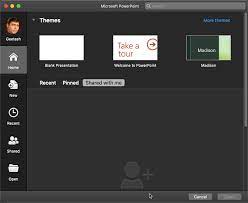 Home Tab Of Backstage View In Powerpoint 365 For Mac Powerpoint Microsoft Powerpoint Home Icon