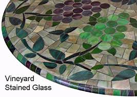 Outdoor Tables Mosaic Table Cloth Round 36 To 48 Elastic Edge Fitted Vinyl Table Cover Vineyard Stained Glass Pat Vinyl Table Covers Table Cloth Mosaic Table