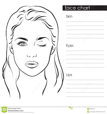 beautiful woman portrait face chart makeup artist blank