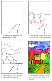 How To Draw An Easy Landscape Art Projects For Kids Elements Of Art Space Landscape Art Lessons Art Lessons For Kids