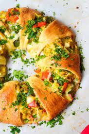 Egg And Vegetable Crescent Roll Breakfast Ring Recipe Breakfast Crescent Rolls Crescent Rolls Breakfast Ring