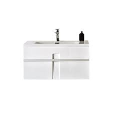 From soft contemporary draws to sharp modern basins, there's a wall hung vanity unit to blend seamlessly with any suite. 36 Modern Single Bathroom Vanity Solid Plywood Wall Hung Cabinet Mino Glossy White Hintex Home Interior Exterior Building Materials