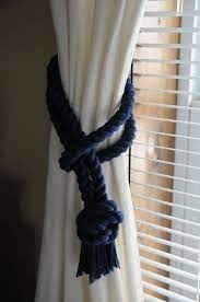 Nautical Decor Navy Curtain Tiebacks Navy Cotton Rope By Oyknot 27 00 Nautical Home Decorating Nautical Home Navy Curtains