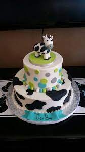 Cow Themed Baby Shower Cake By Cucamonga Cakery Cow Cakes Cow Baby Shower Theme Baby Shower Cakes
