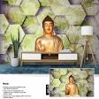 3D Buddha Mural Wallpaper with Peacock Feather Design product image