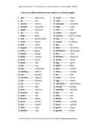 Los 200 Sustantivos Mas Usados En Ingles Lista De Palavras Palavras Em Ingles Vocabulario Ingles