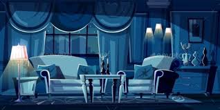 Vector Cartoon Living Room At Night Dark Living Rooms Mansion Living Room Living Room