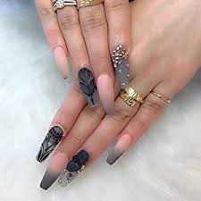The red long acrylic coffin nails is so attractive. Amazon Com Coffin Nails Long Fake Nails Clear Acrylic Nails Coffin Shaped Ballerina Nails Tips Btartbox 500pcs Full Cover False Nail Artificial Nails With Case For Nail Salons And Diy Nail Art