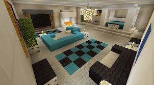 Minecraft Bedroom With Living Area Furniture And Canopy Bed And Fireplace Minecraft Bedroom Minecraft Room Minecraft House Designs