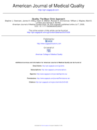 Pdf Quality The Mayo Clinic Approach