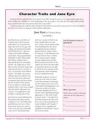 Character Traits Worksheets Jane Eyre Character Trait Worksheets Character Trait Character Education