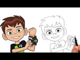 how to draw ben 10 from ben 10 cartoon step by step رسم بن تن من كرتون بن تن خطوة بخطوة youtube drawing tutorial drawings disney characters