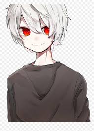 Anime boy, hoodie, blue eyes, headphones, painting. Anime Boy Red Eyes White Hair