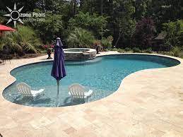 Freeform Pool Spa Travertine Decking Backyard Pool Designs Backyard Pool Landscaping Pools Backyard Inground