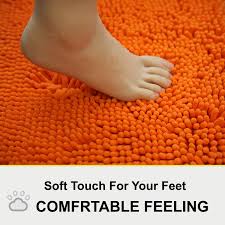 Amazon.com: Bathroom Rugs Chenille 3-Piece Extra Soft and Absorbent Shag  Bathroom Rugs, Machine Wash Mat, Strong PVC Non-Slip Underside, Plush  Carpet Mats (Orange) : Home & Kitchen