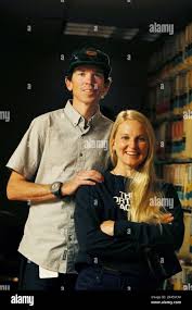 Everest mountain guide Adrian Ballinger (l to r) and pro rock climber Emily  Harrington stand for a portrait