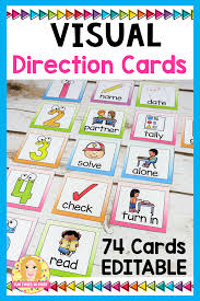 Visual Direction Cards Editable Pastel Ombre Teaching Classroom Directions Cards Classroom Behavior Management