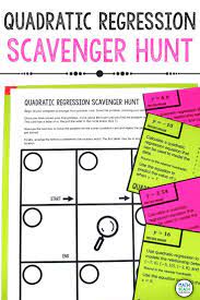 Quadratic Regression Scavenger Hunt Activity Quadratics Algebra Worksheets Free Math Worksheets