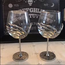 Favorite add to etched skull wine glasses 24 oz. Tj Maxx Dining Nwt Skeleton Hand Wine Glasses 2 Poshmark