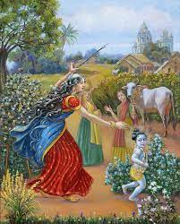 Mother Yashoda Chasing Baby Krishna Painting By Dominique Amendola
